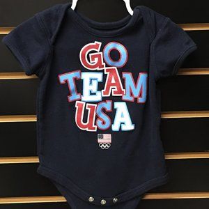 4/$12 💥♻ Team Apparel  Infant Navy "Go Team USA" Bodysuit | Size 6-9m | 084